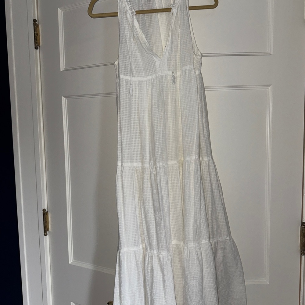 J. Crew White Textured Maxi coverup